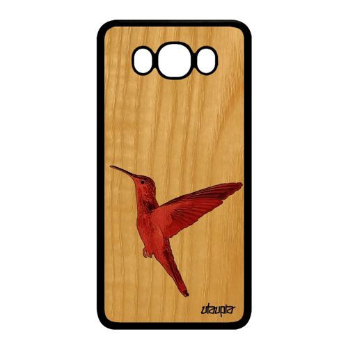 Coque Pour J7 2016 Bois Silicone Colibri Ecologie Frêne Nature Dessin Smartphone Plumes Portable Oiseau Peinture De Samsung Galaxy