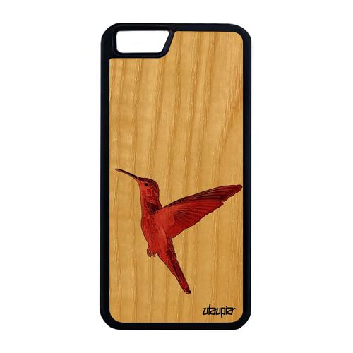 Coque En Bois Iphone 6 6s Plus Silicone Colibri Animaux 32 Go Motif Etui Ecologie Animal Design Peinture Rouge Oiseau Dessin
