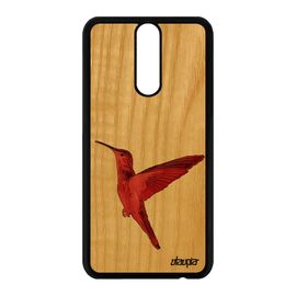 Coque Colibri Huawei Mate 10 Lite Bois Silicone Animaux Nature Plumes Design Oiseau Dessin Etui Peinture Ecologie Mobile Rouge