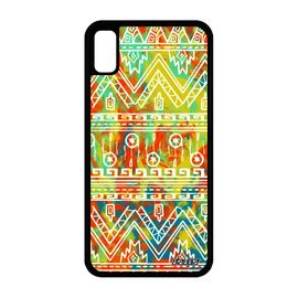 Coque Pour Iphone Xr En Silicone Motif Azteque Peinture Decoratif Jaune Etui Jolie Caoutchouc Ethnique Tribal Rigide Pas Cher