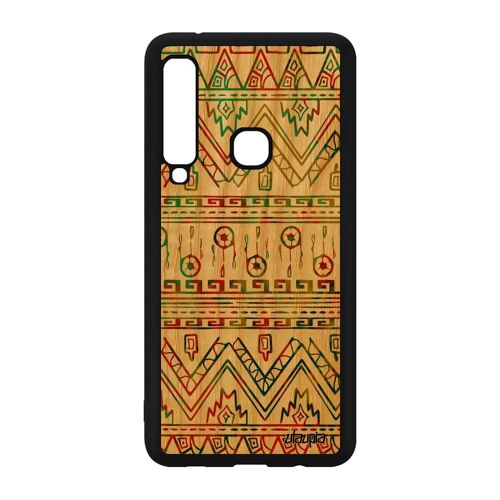 Coque Silicone Samsung A9 2018 Bois Motif Azteque Case Dessin Coloré Artisanal Fantaisie Ethnique Texture Art Made In France Galaxy