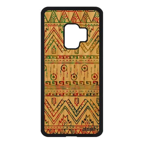 Coque S9 Bois Silicone Motif Azteque Tribal Smartphone Artisanal Texture Fantaisie Dessin Art Ethnique Motif Coloré Samsung Galaxy