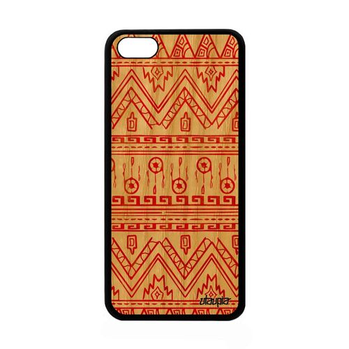Coque Silicone Motif Azteque Apple Iphone 5c En Bois Dessin De Protection Coloré Rouge Design Tribal Fantaisie Case Frise 4g Texture