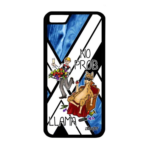 Coque antichoc iPhone 6 6S silicone no prob lama probllama bleu cartoon texte bd 4G animal original humoristique de protection