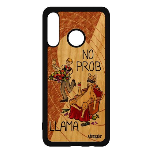 Coque En Bois P30 Lite Silicone No Prob Lama Humoristique Bd Mar-Lx3 Drole De Protection Probllama Case Rigide Animaux Humour Huawei