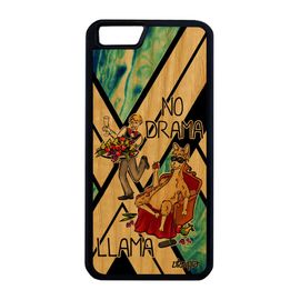 Coque Pour Iphone 6 6s Plus Bois Silicone No Drama Lama Llama Animaux Unique Drole Etui Bd 4g Humour Comique Texte Bleu De