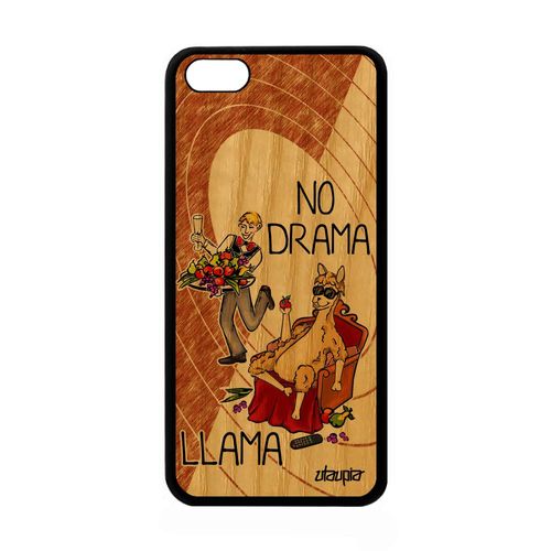 Coque Bois Veritable Humour No Drama Lama Pour Apple Iphone 5c Silicone Mobile Gel Texte Cartoon Dramallama Marron Bd Housse Motif