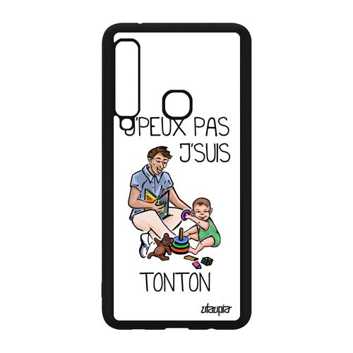 Coque Silicone Pour Samsung Galaxy A9 2018 J'peux Pas J'suis Tonton Oncle Bande Dessinée Drole Blanc Personnalisé Humoristique Cover