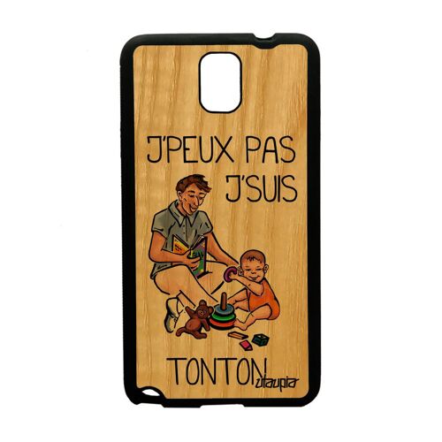 Coque bois Samsung Galaxy Note 3 silicone humour j'peux pas j'suis tonton housse mobile enfant texte je jpeux orange case SM-N900 de