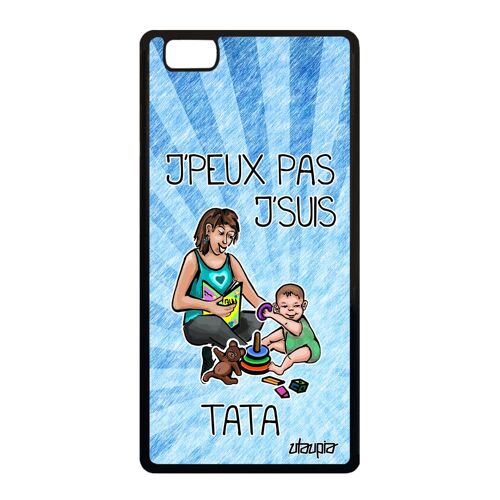 Coque Pour P8 Lite 2015 Silicone J'peux Pas J'suis Tata Enfant Texte Bleu Humour Bd Humoristique Cover Noir 4g Je Telephone Huawei