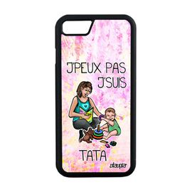 Coque Humour J'peux Pas J'suis Tata De Protection Iphone 8 Silicone Violet Drole Dessin Comique Je Design Texte Mobile Housse