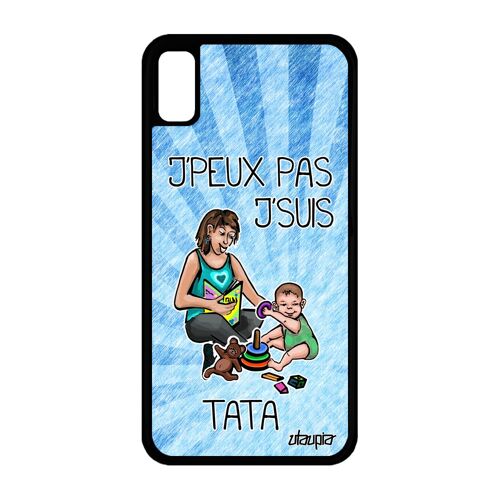 Coque Silicone Pour Iphone Xr J'peux Pas J'suis Tata Jpeux 64 Go Aluminium Bd Bleu Case Drole Noir Mobile Texte Cover Tante De