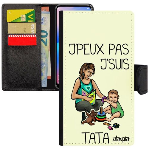 Coque Pour Iphone 11 Rabat Portefeuille Jpeux Pas J'suis Tata Bebe Portable Unique Humoristique Tante Je Pochette Blanc Humour