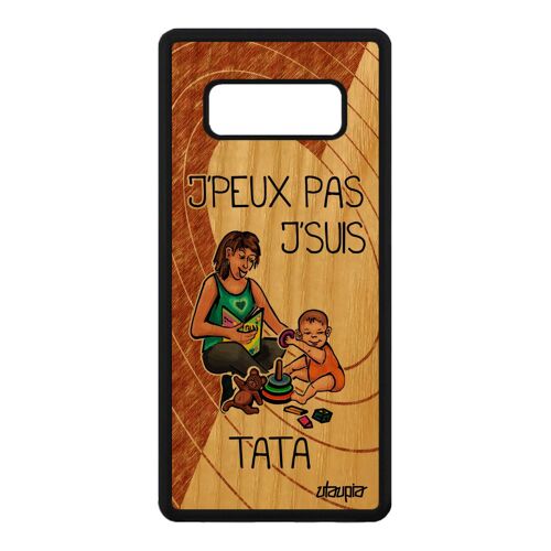Coque Silicone Telephone Note 8 Bois J'peux Pas J'suis Tata Humour Enfant Je De Protection Tante Cadeau De Noel Samsung Galaxy