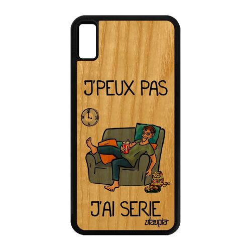Coque bois silicone iPhone XS Max j'peux pas j'ai série manga antichoc drole je etui rigide texte 256 Go design gris humour de