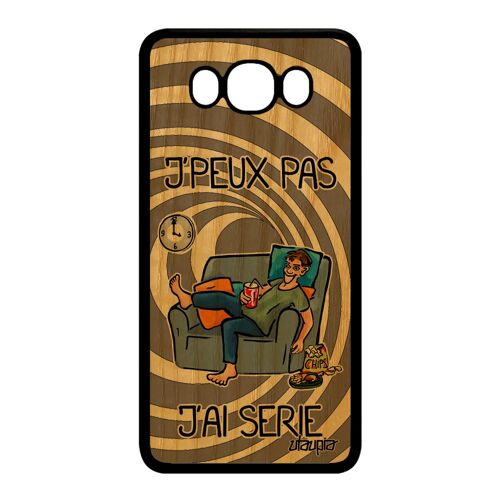 Coque silicone Samsung J7 2016 bois j'peux pas j'ai série antichoc humour drole bd motif tele gris texte gel jpeux case je de galaxy