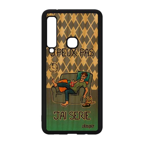Coque j'peux pas j'ai série pour A9 2018 en bois silicone noir je tele housse bande dessinée texte drole mobile manga Samsung galaxy