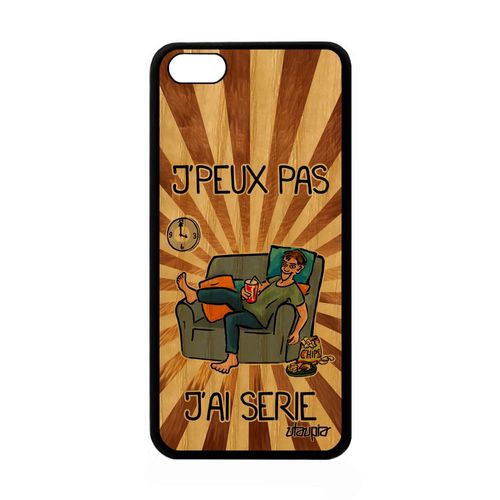 Coque Silicone Iphone 5c En Bois J'peux Pas J'ai Série Dessin Animé Manga Je Comique Tele Jpeux Dessin Marron Etui Frêne Texte Apple
