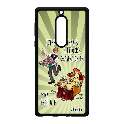 Coque pour Nokia 5 en silicone humour j'peux pas j'dois garder ma poule cartoon maman drole animal vert je texte case made in France