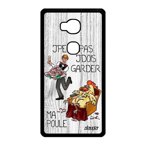 Coque Honor 5x Silicone Humour J'peux Pas J'dois Garder Ma Poule Noir Mobile Gris Je Humoristique Telephone Dessin Animaux Maman Coq