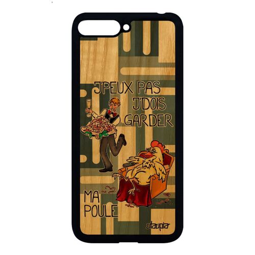 Coque bois pour Y6 2018 silicone j'peux pas j'dois garder ma poule papa jpeux pas cher je gris antichoc comique rigide coq de Huawei