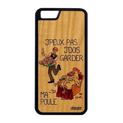 Coque J'peux Pas J'dois Garder Ma Poule Pour Iphone 6 6s Plus Bois Silicone Cartoon Motif Texte Comique Jpeux Papa Rouge Coq