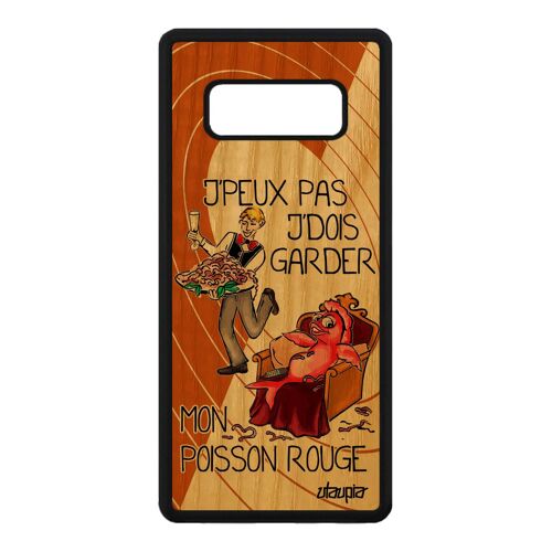 Coque silicone j'peux pas j'dois garder mon poisson rouge Samsung Note 8 en bois smartphone humour drole bd je SM-N950F/DS de galaxy