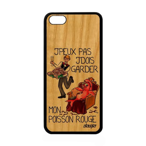 Coque J'peux Pas J'dois Garder Mon Poisson Rouge Iphone 5c En Bois Et Silicone Jpeux Housse Animal De Compagnie Portable Texte Apple