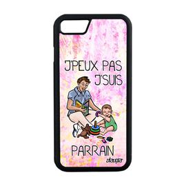 Coque Iphone 8 Silicone J'peux Pas J'suis Parrain Texte Metal Jpeux Mobile Housse Drole Violet Comique Humour Dessin Etui Je