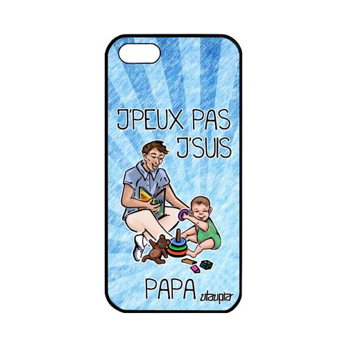 Coque Apple Iphone 5 5s Se Silicone J'peux Pas J'suis Papa Je Telephone Drole 32 Go Bleu Jpeux Humoristique Texte Noir Unique Rigide