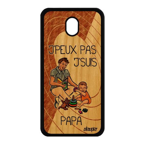 Coque Pour Galaxy J7 2017 Pro En Bois Et Silicone J'peux Pas J'suis Papa Personnalisé Housse Humoristique Texte Enfant Jpeux Samsung