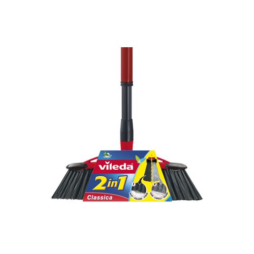 Vileda 143783, Intérieur, Noir, Gris, Rouge, Soft - Hard bristle, Plastique renforcé en fibres