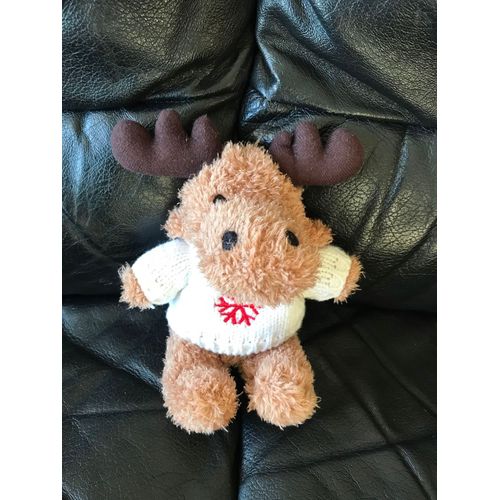 Doudou Peluche Élan Cerf Pull Étoile De Neige 15cm