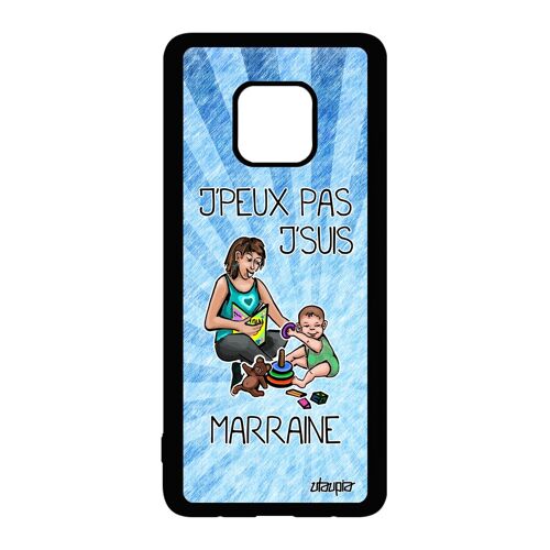 Coque silicone j'peux pas j'suis marraine Mate 20 Pro housse enfant texte je motif bd cadeau d'anniversaire jpeux drole bleu Huawei