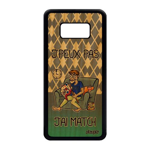 Coque bois Samsung Galaxy S8 silicone j'peux pas j'ai match je rigide coupe d'europe rugby original coupe du monde foot housse bleu