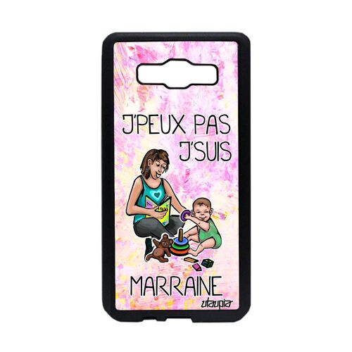 Coque j'peux pas j'suis marraine telephone Galaxy A5 2015 silicone enfant texte humour dessin violet comique drole jpeux je Samsung