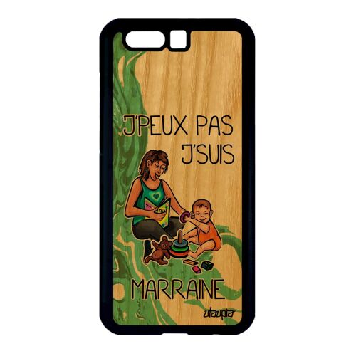 Coque Honor 9 Bois Silicone J'peux Pas J'suis Marraine Comique Noir Humour Texte Case Vert Bebe Telephone Jpeux Je De Made In France
