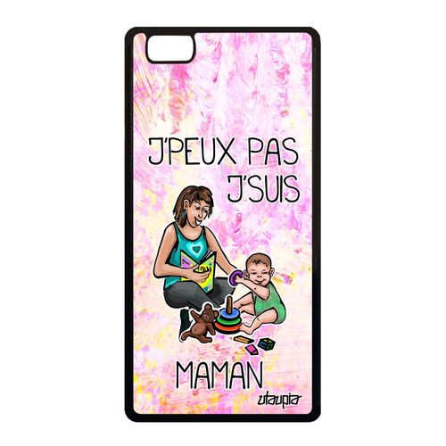 Coque Silicone Pour Huawei P8 Lite 2015 J'peux Pas J'suis Maman Dessin Pas Cher Antichoc Enfant Metal Parent Je Portable Violet Mere