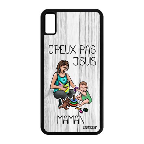 Coque iPhone XS Max silicone jpeux pas j'suis maman case humour gris naissance garcon pas cher drole bande dessinée famille de