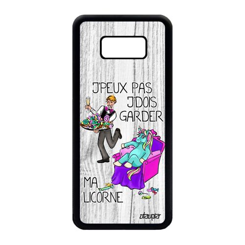 Coque en silicone Samsung S8 Plus j'peux pas j'dois garder ma licorne cartoon animaux smartphone original gris case drole je galaxy