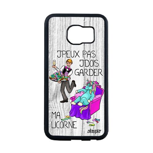 Coque Samsung S6 Edge Silicone J'peux Pas J'dois Garder Ma Licorne Texte Humour Animaux Cartoon Housse Jpeux Telephone Gris Galaxy