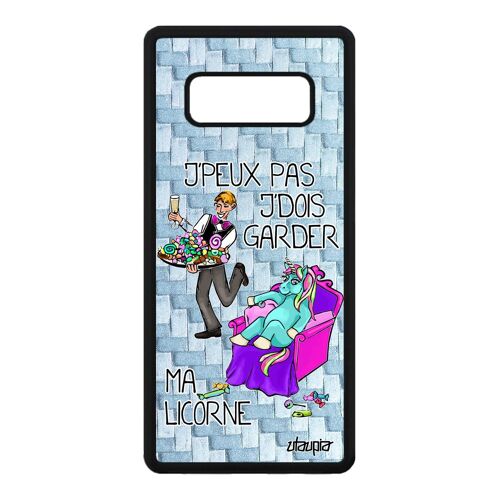 Coque Note 8 Silicone J'peux Pas J'dois Garder Ma Licorne Aluminium Comique Bleu Texte Caoutchouc Je Animaux Drole De Samsung Galaxy