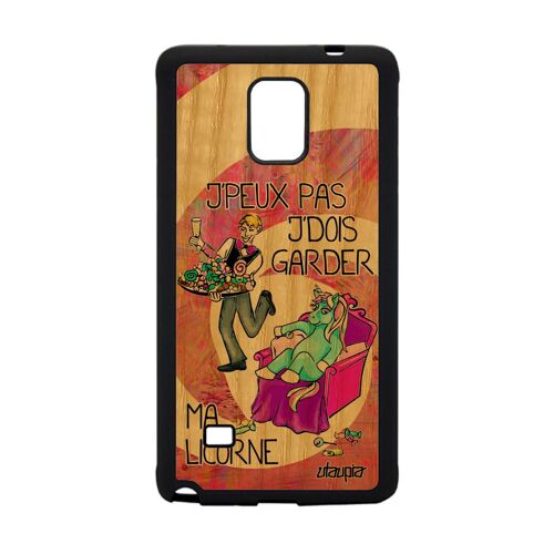 Coque Silicone Galaxy Note 4 Bois Humour J'peux Pas J'dois Garder Ma Licorne Case Cartoon Texte Bande Dessinée Drole Gel Je Samsung