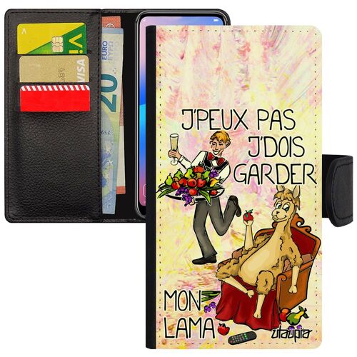 Coque Jpeux Pas J'dois Garder Mon Lama Rabat Apple Iphone 5 5s Se Porte Cartes Cartoon Smartphone Animaux Texte Comique Drole Je Pu