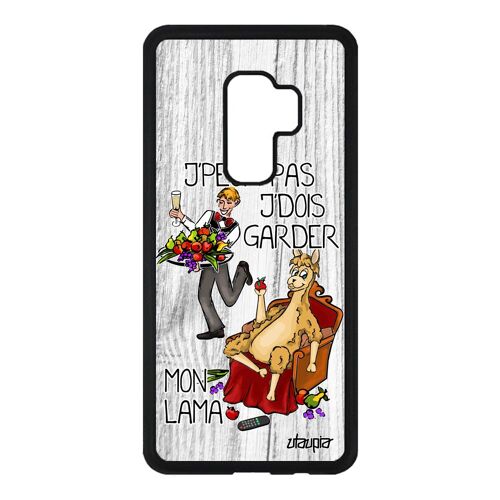 Coque pour Galaxy S9 Plus silicone j'peux pas j'dois garder mon lama animaux je antichoc texte humour etui personnalisé gris Samsung