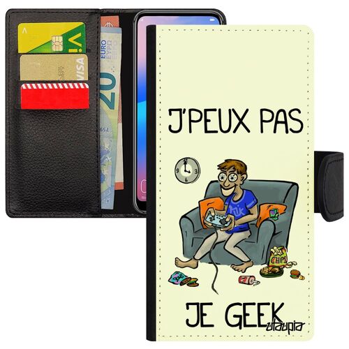 Coque Silicone J'peux Pas Je Geek Pour Honor 8 En Simili Cuir Bande Dessinée Texte Blanc Smartphone Humour Jpeux De Protection Drole