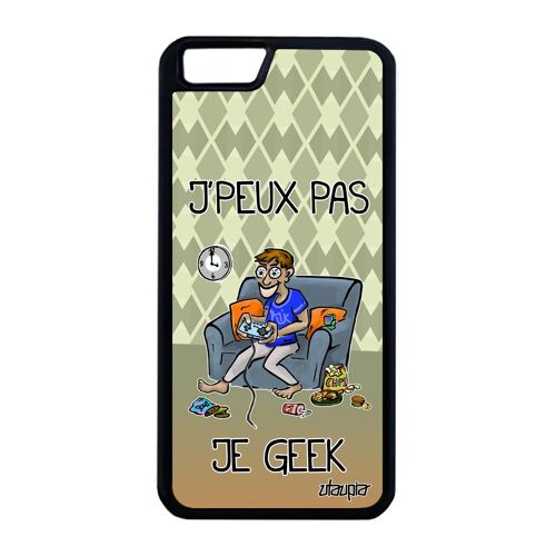 Coque silicone iPhone 6 6S Plus j'peux pas je geek portable play etui texte gamer mobile vert console bd telephone jeux video