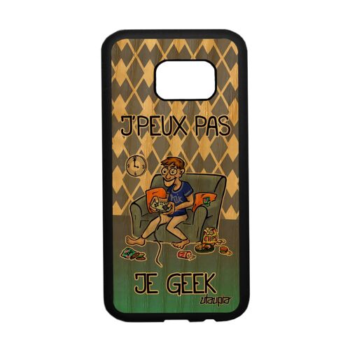 Coque Pour Samsung S7 Bois Silicone J'peux Pas Je Geek Rigide Console Play Case Jeux Video Humour Bande Dessinée Gamer De Galaxy