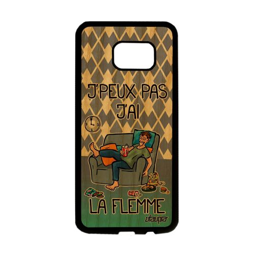 Coque J'peux Pas J'ai La Flemme Pour S7 Edge Bois Veritable Silicone Humour Portable Je Sm-G935f Fatigué Jpeux Mobile Samsung Galaxy