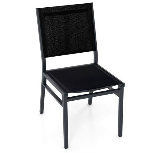 Costway Chaise De Jardin Avec Siège Et Dossier Respirants, Sans Accoudoirs, Cadre En Aluminium, Pour Porche Piscine Terrasse